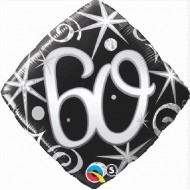Black Elegant Swirls & Sparkles 60th Birthday Balloon